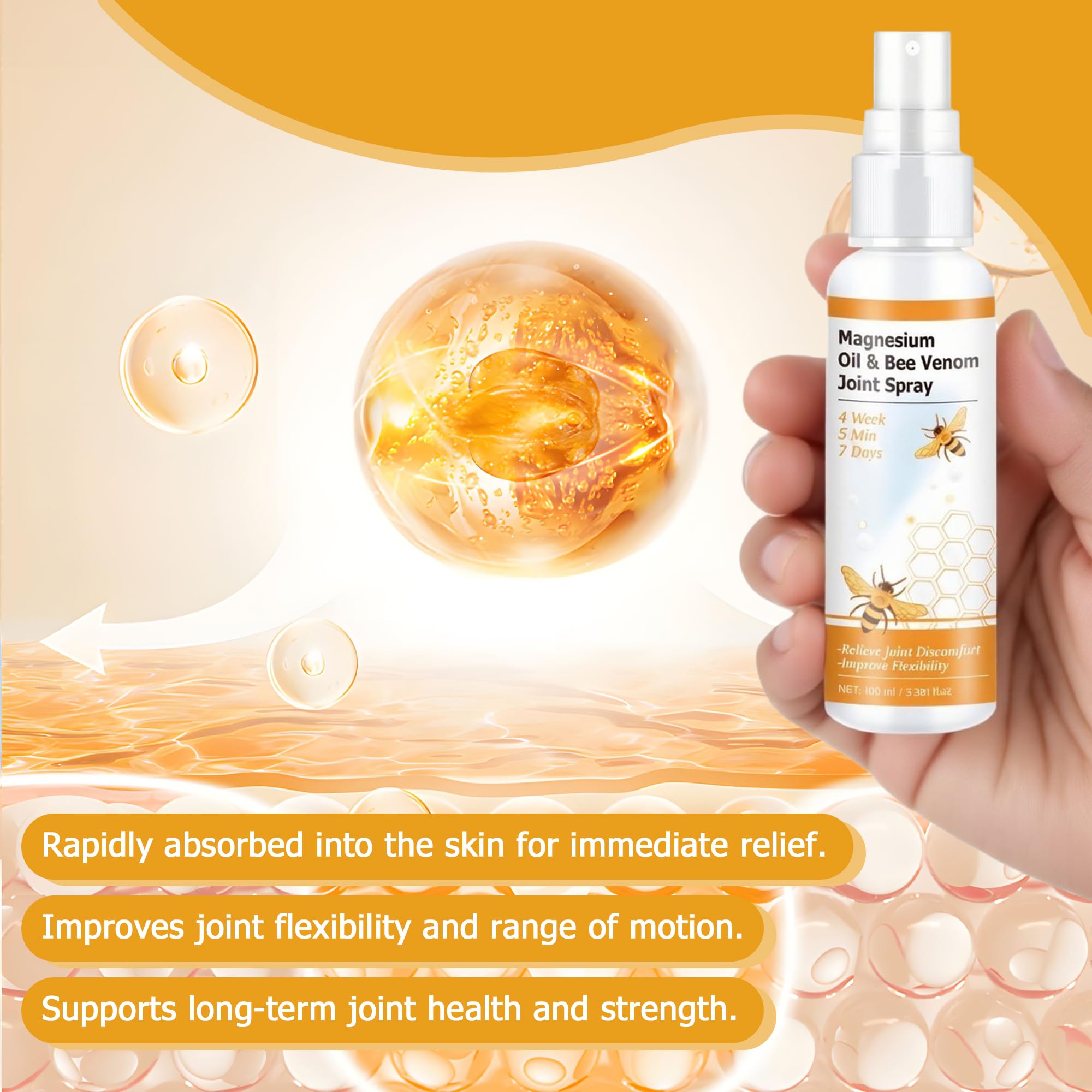 Loicwoo Magnesium Oil & Bee Venom Joint Spray, Magnesium Spray, Magnesium Joint Sprays for Relax Muscle Joints, Bee Venom Sprays for Back, Knee, Hands, Neck (1 PCS,100ML) LoicwooAu supplements