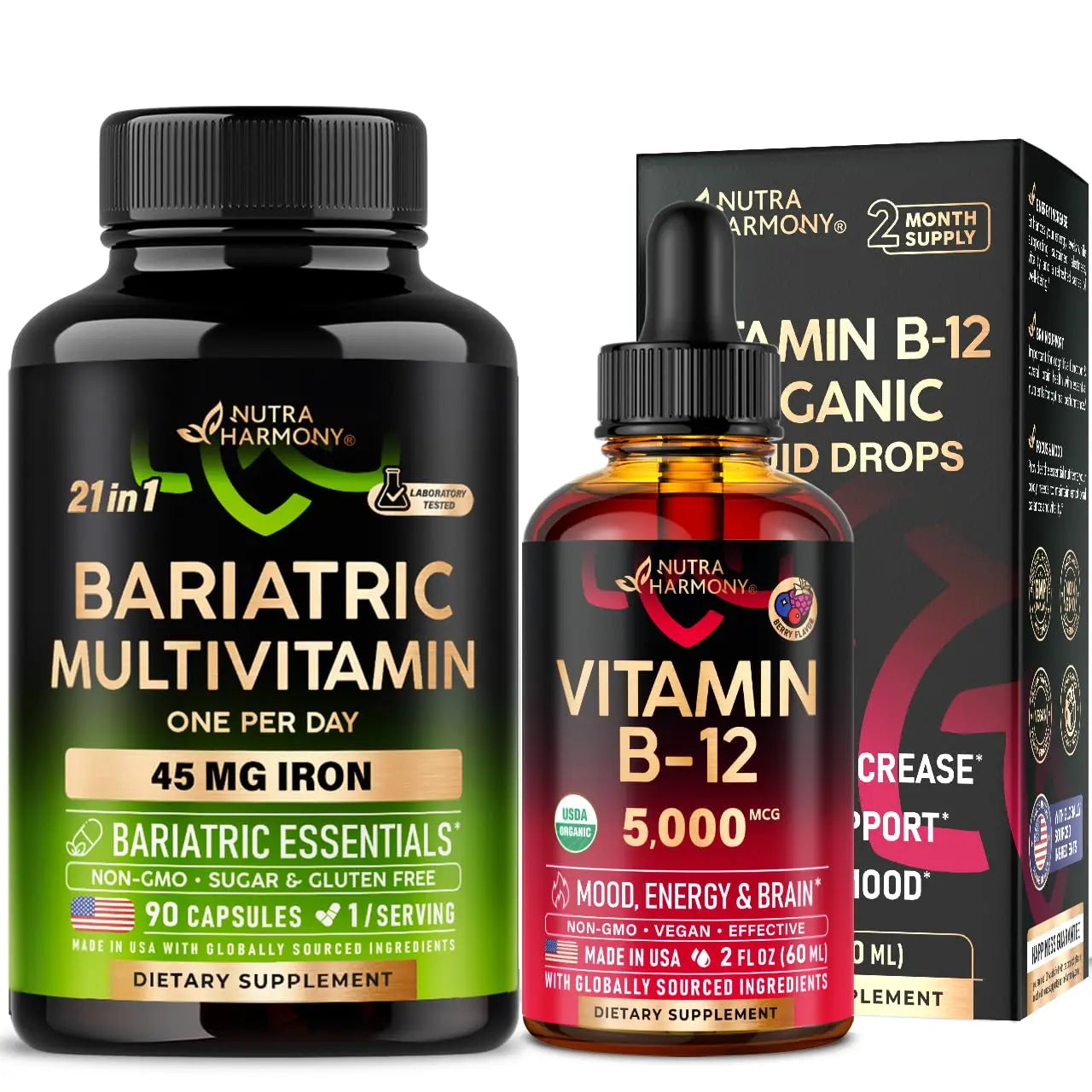 Bariatric Multivitamin Capsules & Organic Vitamin B12 Drops NUTRAHARMONYAu supplements