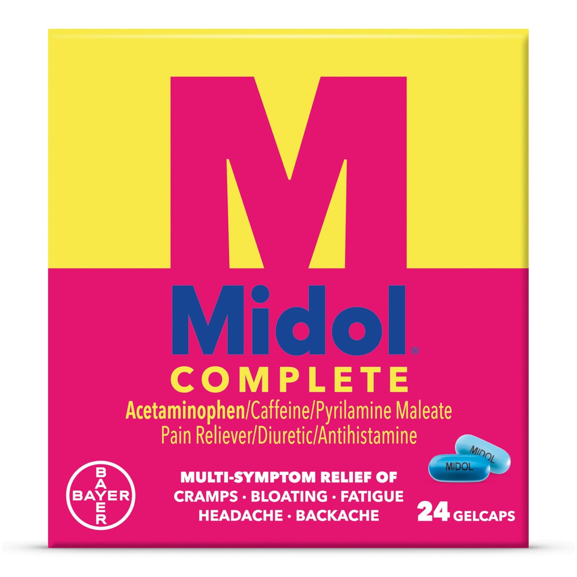 Midol Complete Gelcaps 24ct: Midol Complete Menstrual Pain Relief Gelcaps with Acetaminophen for Menstrual Symptom, PMS Relief, and Period Cramp Relief - 24 Count MidolAu supplements