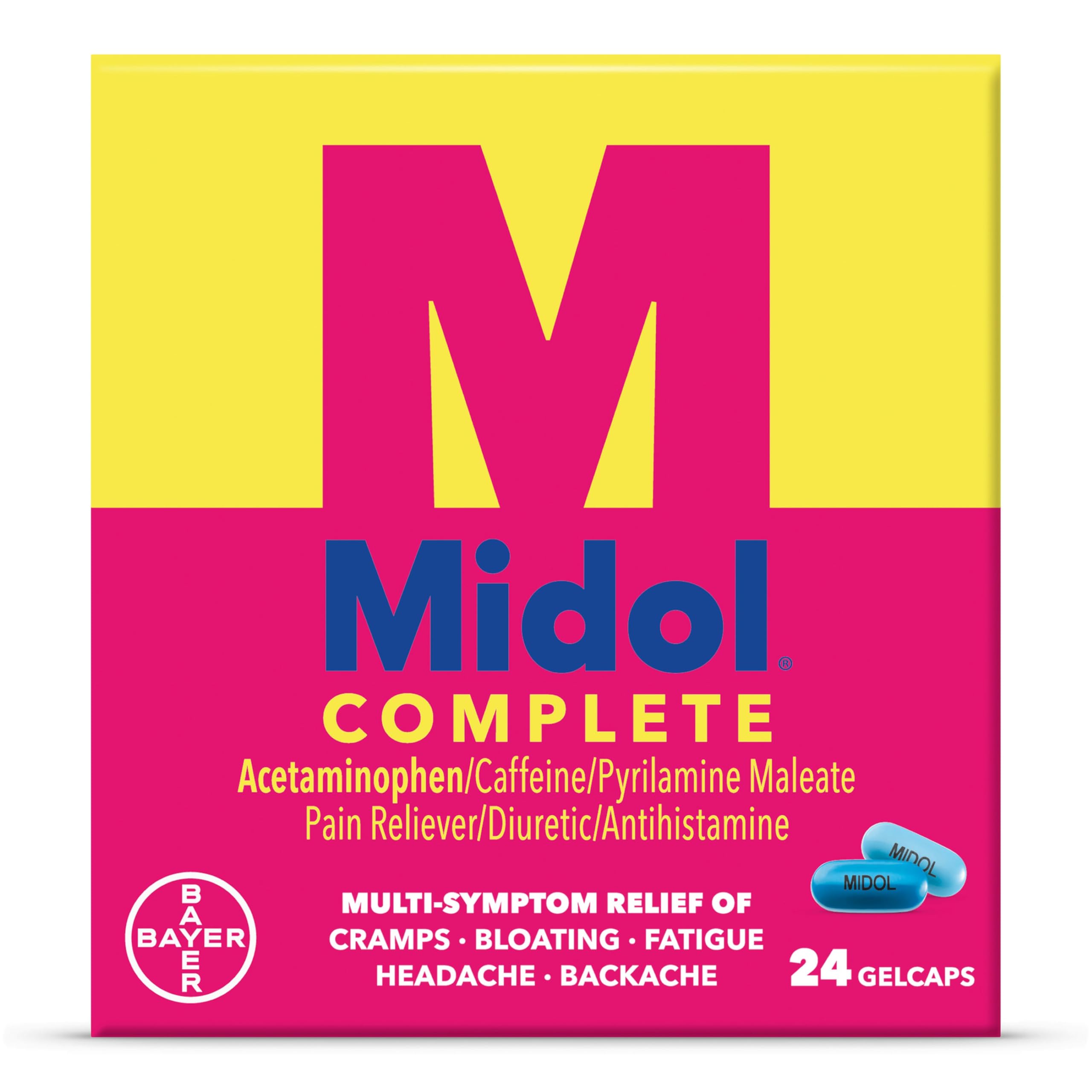 Midol Complete Gelcaps 24ct: Midol Complete Menstrual Pain Relief Gelcaps with Acetaminophen for Menstrual Symptom, PMS Relief, and Period Cramp Relief - 24 Count MidolAu supplements