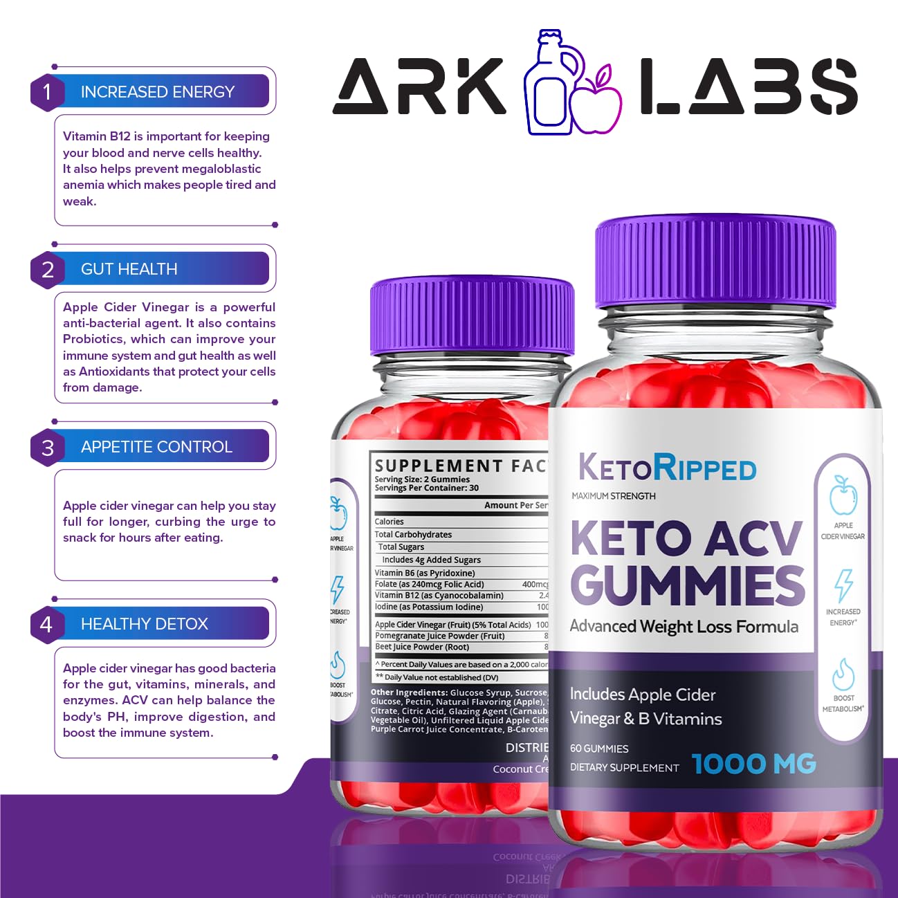 (5 Pack) Keto Ripped ACV Gummies, Keto Ripped ACV Gummies Advanced Weight Loss 1000MG Ark LabsAu supplements