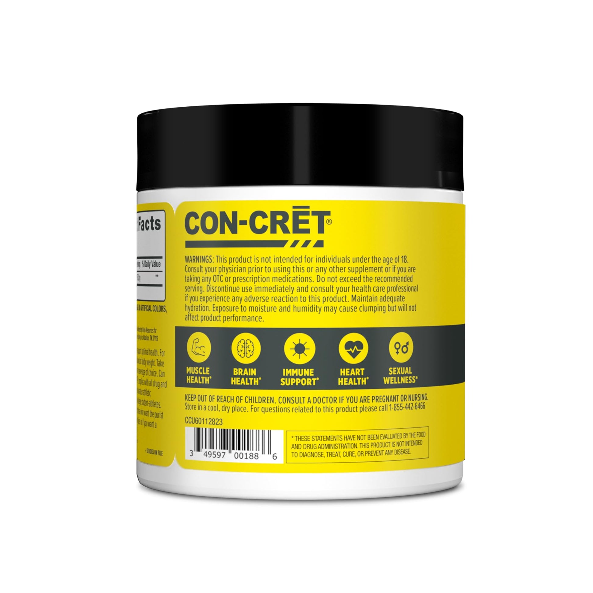 CON-CRET Creatine HCl Powder | Muscle, Cognitive, Cellular Energy Support | No Bloating or Cramps | USA Made & NSF Certified | Raspberry (64 Serving) CON-CRETAu supplements