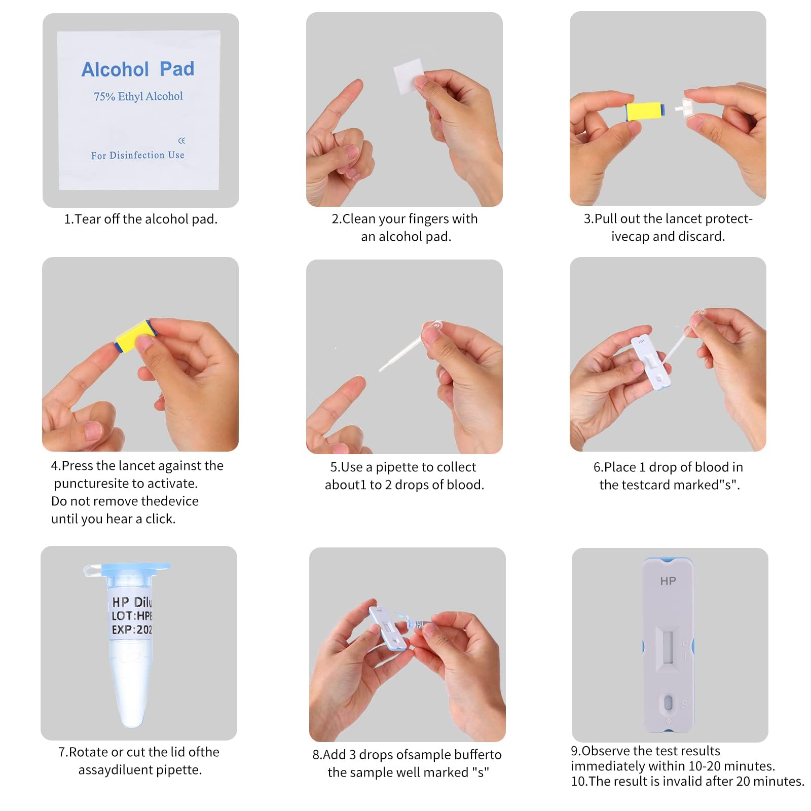 H. Pylori，Helicobacter Pylori Detection 2 Test kit, 10-15 Minutes of Quick Home Testing, The Result is Highly Accurate, Easy to use and Read EvuioasAu supplements