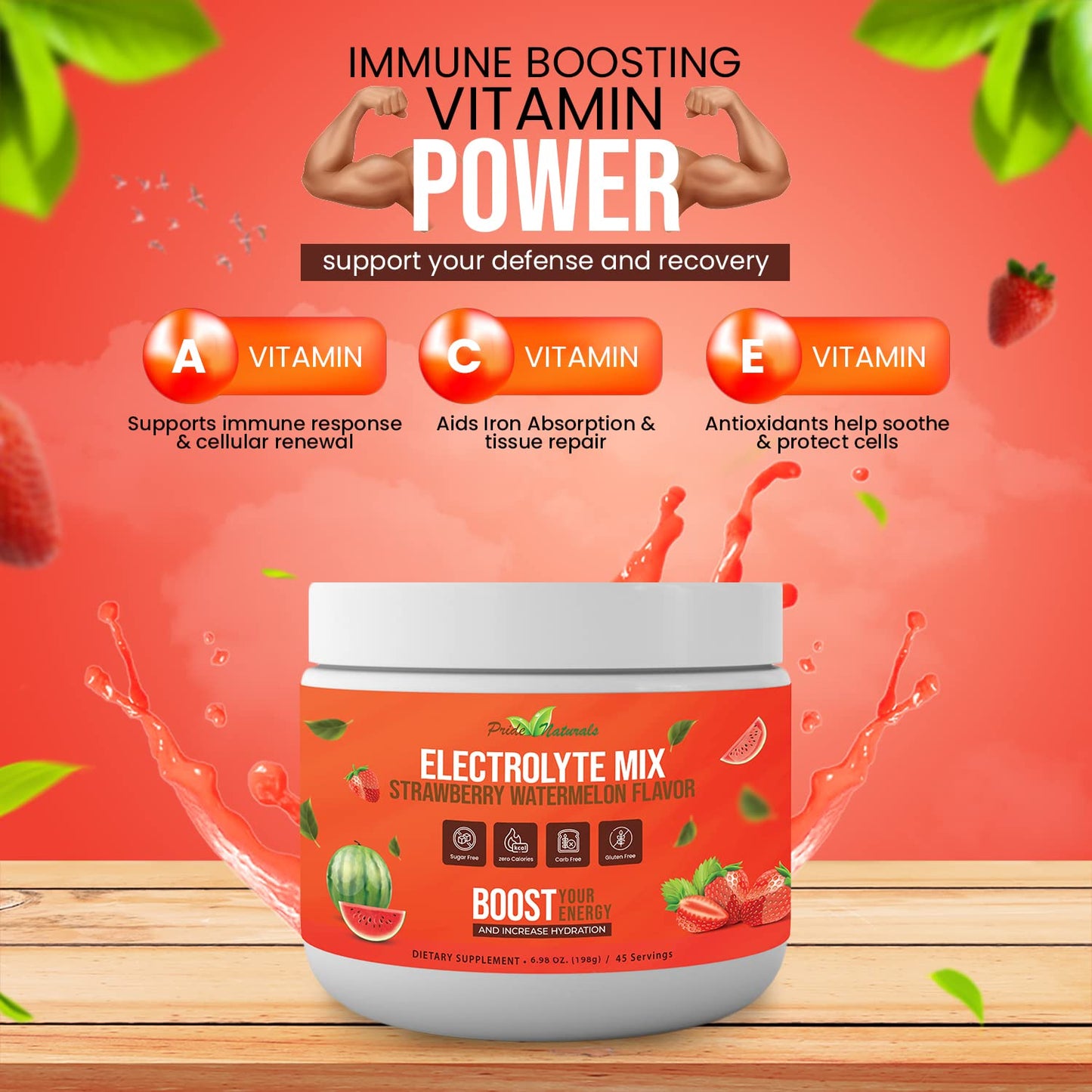 Electrolyte Powder - Refreshing Workout Recovery Electrolytes, Sugar Free, Gluten Free Pride Naturals, IncUS supplements