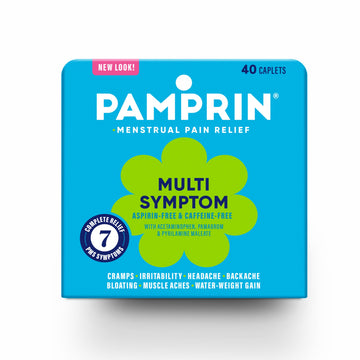 Pamprin Multi-Symptom Formula, with Acetaminophen, Menstrual Period Symptoms Relief including Cramps, Pain, Bloating, and Irritability 40 Caplets PamprinAu supplements
