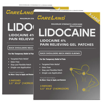 CARELAND 4% Extra Large Lidocaine Patches Maximum Strength Pain Relief Patch XL for Back & Shoulder,Back Pain Relief Products Patches & Flexible Fabric Numbs Away Pain, 6 Ct. CARELANDAu supplements