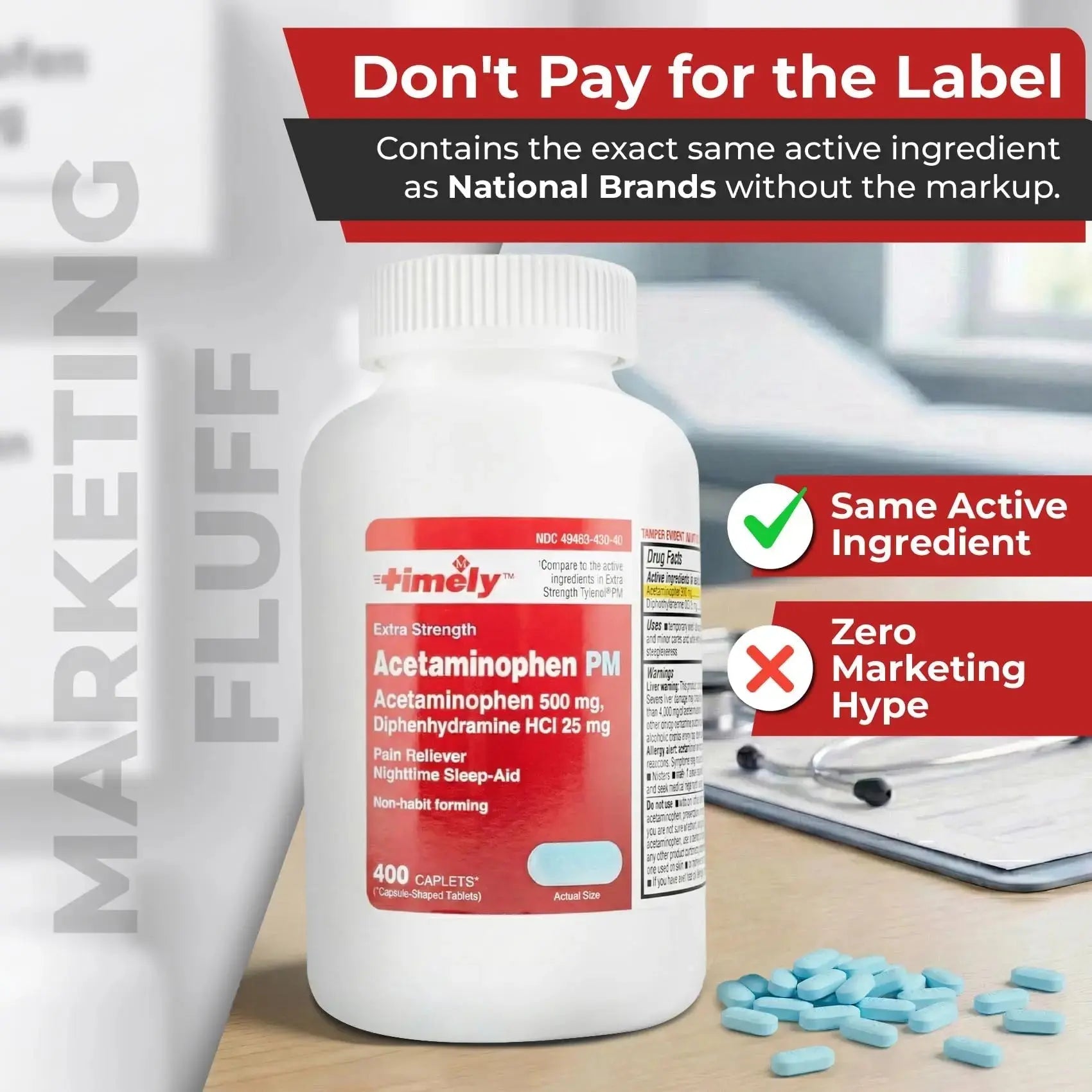 TIME-Cap Labs 400 Caplets Extra Strength Acetaminophen 500mg PM & Diphenhydramine HCl 25mg - PM Pain Reliever & Sleep Aid, Helps with Occasional Headaches & Minor Aches & Pains TIME-CAP LABS, INC.Au supplements