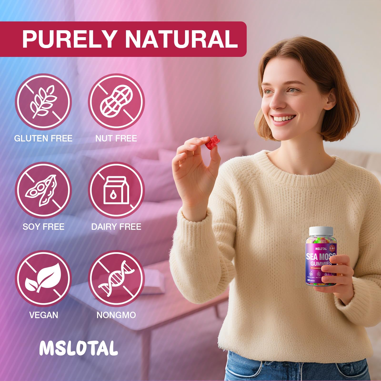 MSLOTAL Irish Sea Moss Gummies with Black Seed Oil, Ashwagandha Bladderwrack and Burdock Root, Organic Sea Moss Gummies for Women and Men with Shilajit, Immune Support, Vegan, 120 Gummies Totalss MSLOTALAu supplements
