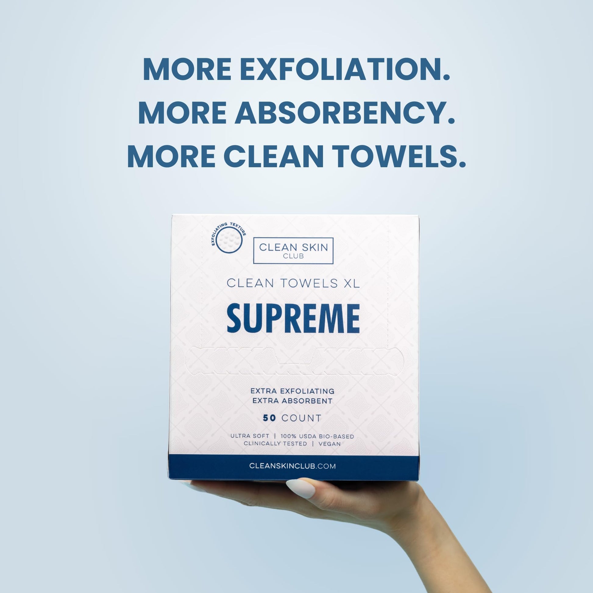 Clean Skin Club Clean Towels XL Supreme, 50 Count, Absorbent, Gentle CLEAN SKIN CLUBUS supplements