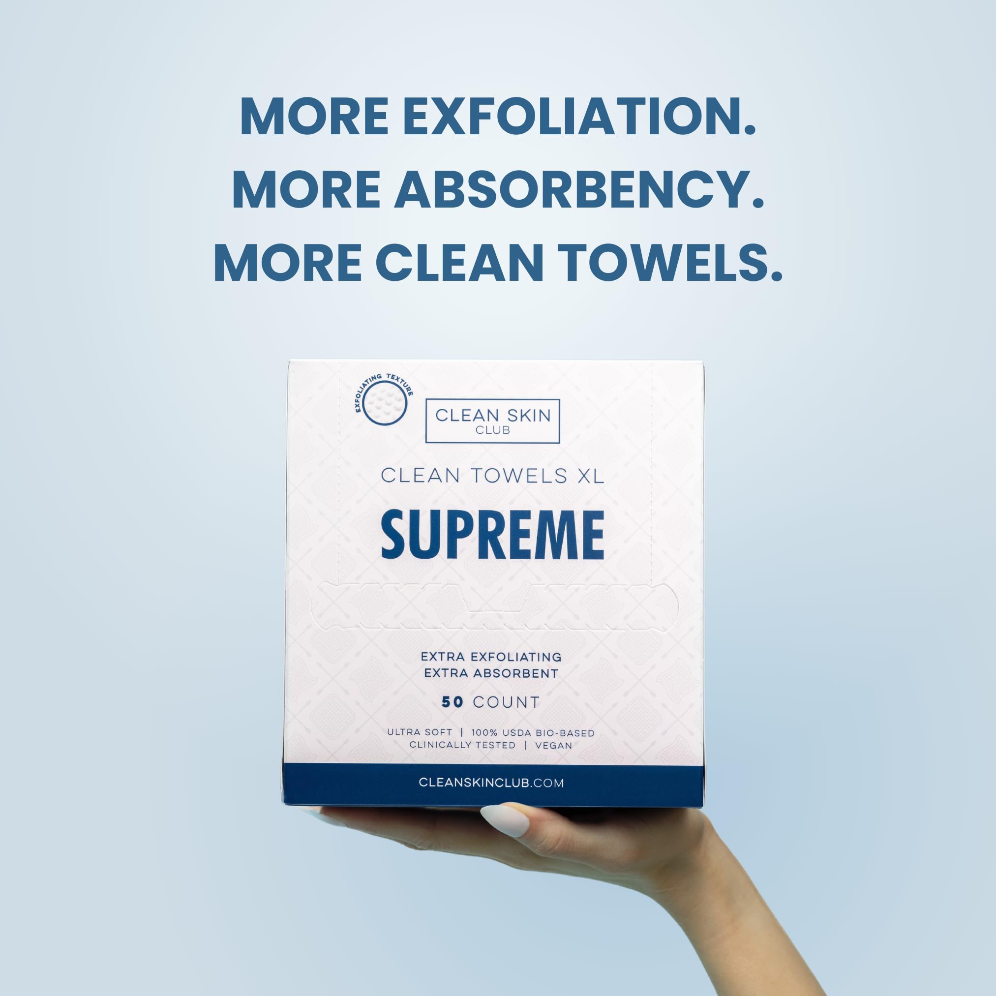 Clean Skin Club Clean Towels XL Supreme, 50 Count, Absorbent, Gentle CLEAN SKIN CLUBUS supplements