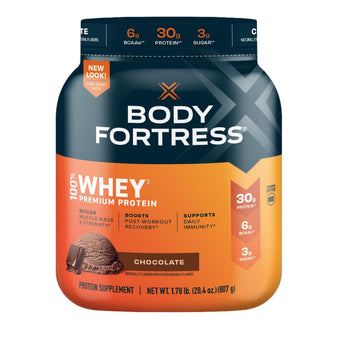 Body Fortress 100% Whey, Premium Protein Powder, Chocolate, 1.78lbs, Packaging May Body FortressUS supplements