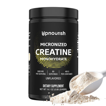 UpNourish Micronized Creatine Monohydrate Powder 400 G - Unflavored Vegan for Pre Workout, Muscle Building Pure Women and Men Instantized Supplement, 80 Servings 14.1096 Ounce UpNourishAu supplements