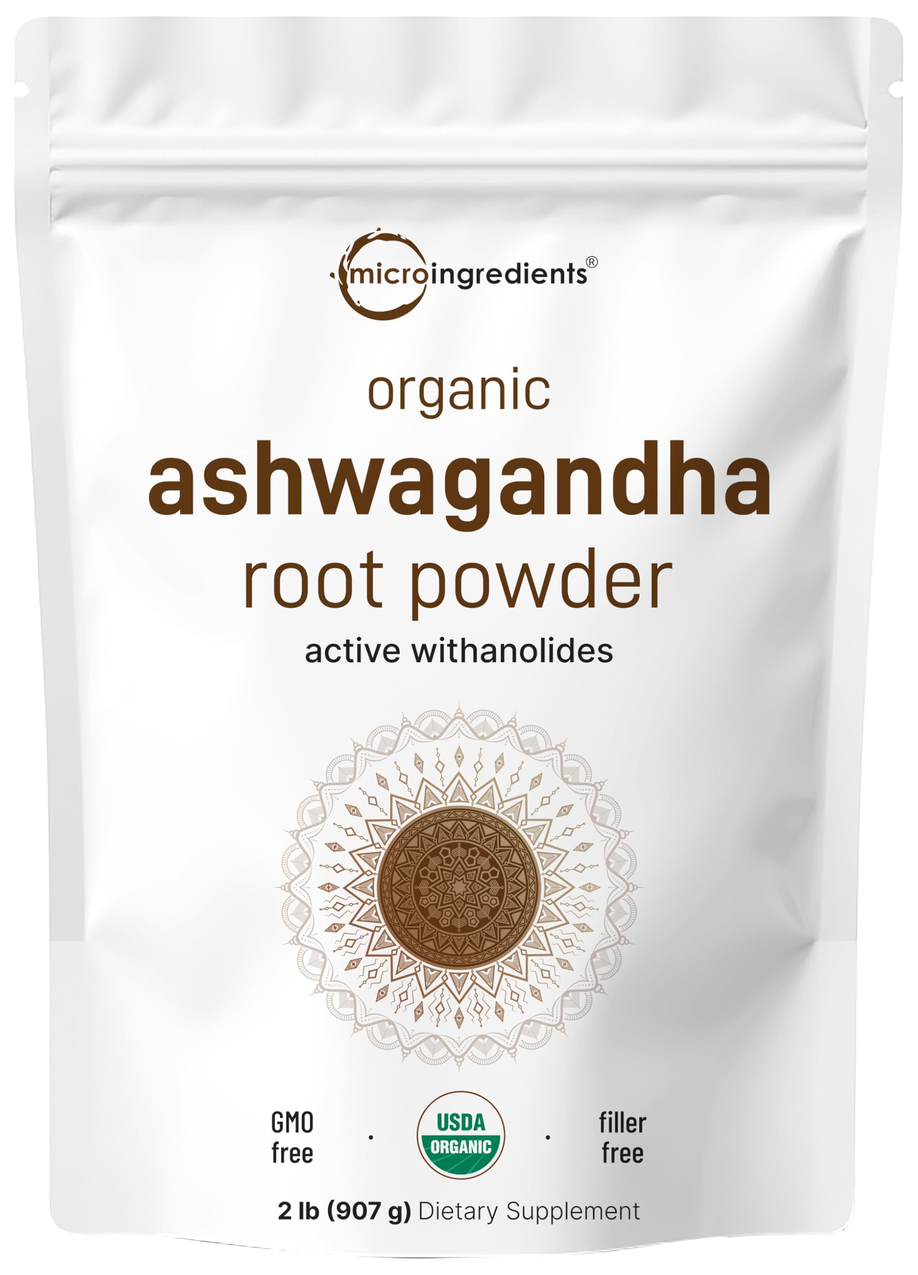 Micro Ingredients Organic Ashwagandha Root Powder | 2 Pound, No Filler, No Additives, Highly Purified | Active Withanolides, Adaptogenic Ayurvedic Herbal Supplements, Gluten Free, India Origin Micro IngredientsAu supplements
