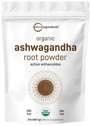 Micro Ingredients Organic Ashwagandha Root Powder | 2 Pound, No Filler, No Additives, Highly Purified | Active Withanolides, Adaptogenic Ayurvedic Herbal Supplements, Gluten Free, India Origin Micro IngredientsAu supplements