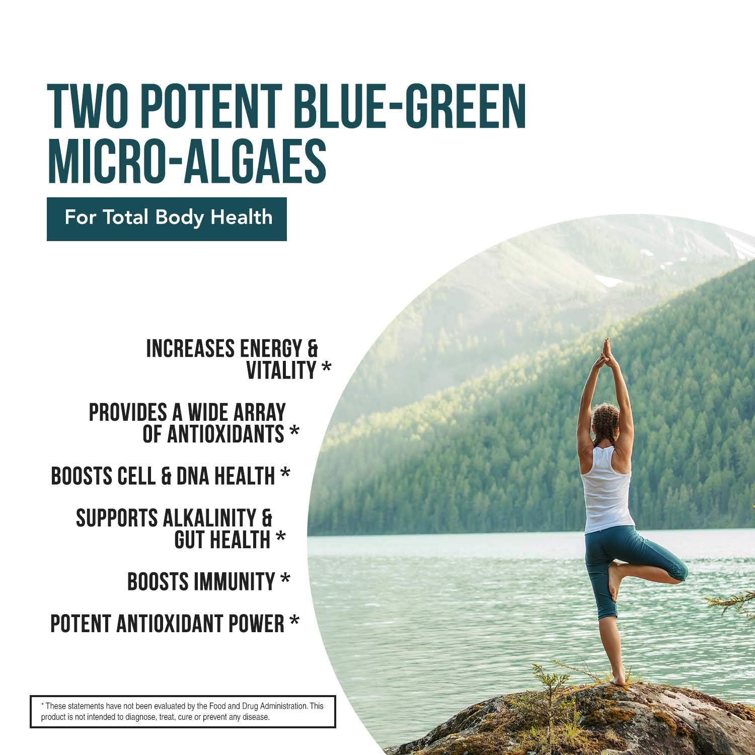 Organic Spirulina & Chlorella Tablets – 4 Organic Certifications, Raw, Non-Irradiated – 50/50 Blue Green Algae Blend – Antioxidant Content Equal to 5 Servings of Vegetables (120 Tablets) Triquetra HealthAu supplements