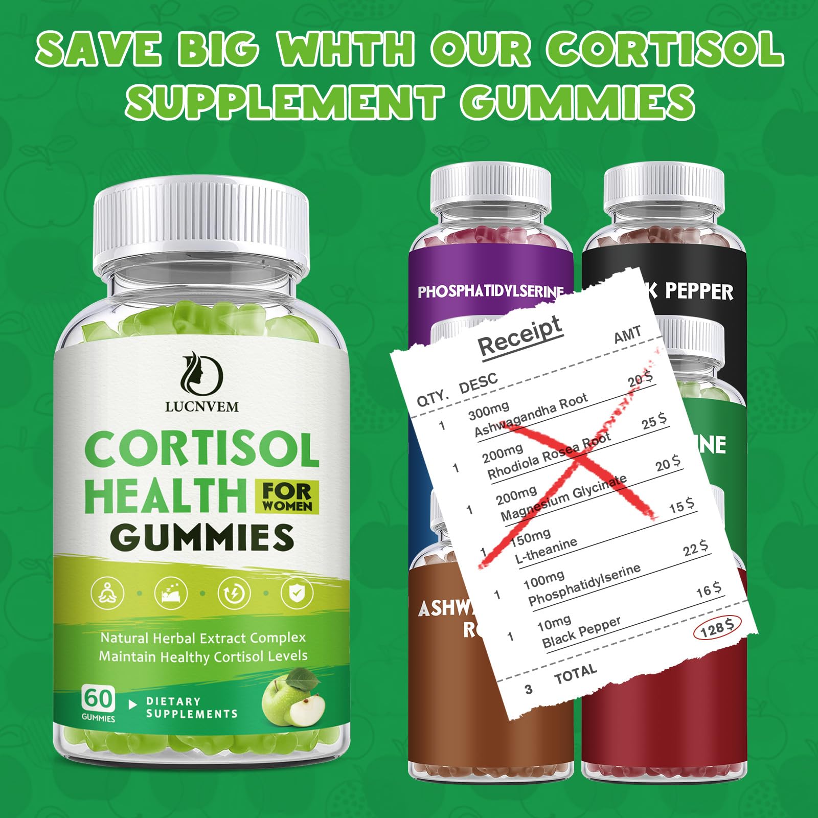 Cortisol Detox for Women Gummies, Cortisol Reducer Detox Manager, Magnesium Ashwagandha Rhodiola Rosea Herbal Complex for Mood/Focus & Sleep, Maintain Healthy Cortisol Levels - 30 Day Vegan Supply LUCNVEMAu supplements
