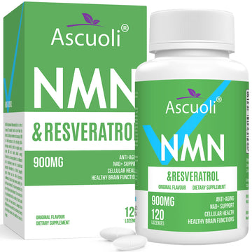 Sublingual NMN 500mg + Trans-Resveratrol 400mg, 3-in-1 Advanced Formula 99% Pure NMN Resveratrol Supplement for Boost* NAD, Cell, Immune, Energy & Muscle, Anti-Aging, 120 Lozenges (120-Day Supply) AscuoliAu supplements