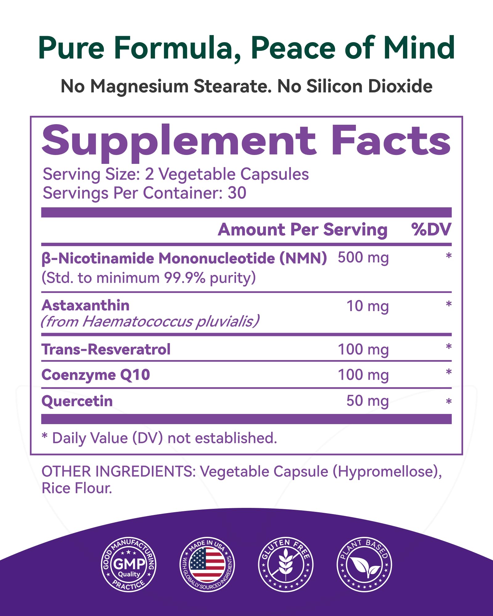 Inner Brightness NMN Supplement 500mg, 99.9% High Purity, Supports NAD+ Levels & Cellular Energy, 5-in-1 Formula with Resveratrol & Astaxanthin, Non-GMO, Gluten-Free, 60 Capsules Inner BrightnessAu supplements
