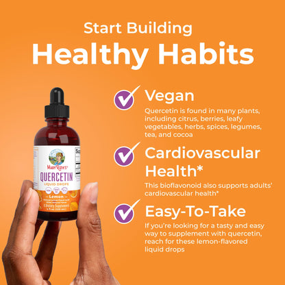 MaryRuth Organics Quercetin Liquid Drops | Sugar Free | 500mg for Adults 18 & Over | Cardiovascular Health for Adults | Bioflavonoid | Vegan | Non-GMO | Gluten Free | 4 Fl Oz MARYRUTH'SUS supplements