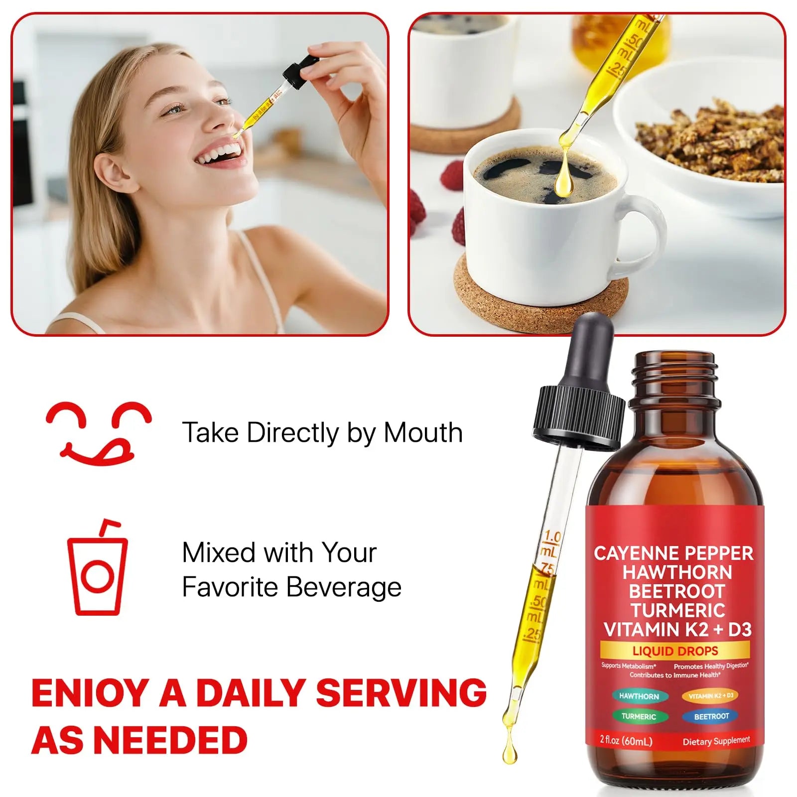 Cayenne Pepper Drops, Cayenne Pepper Extract with Herbal Blend - Includes Hawthorn, Beet Root & Turmeric (1Pack) WHLH & WELL-BEINGnz supplements