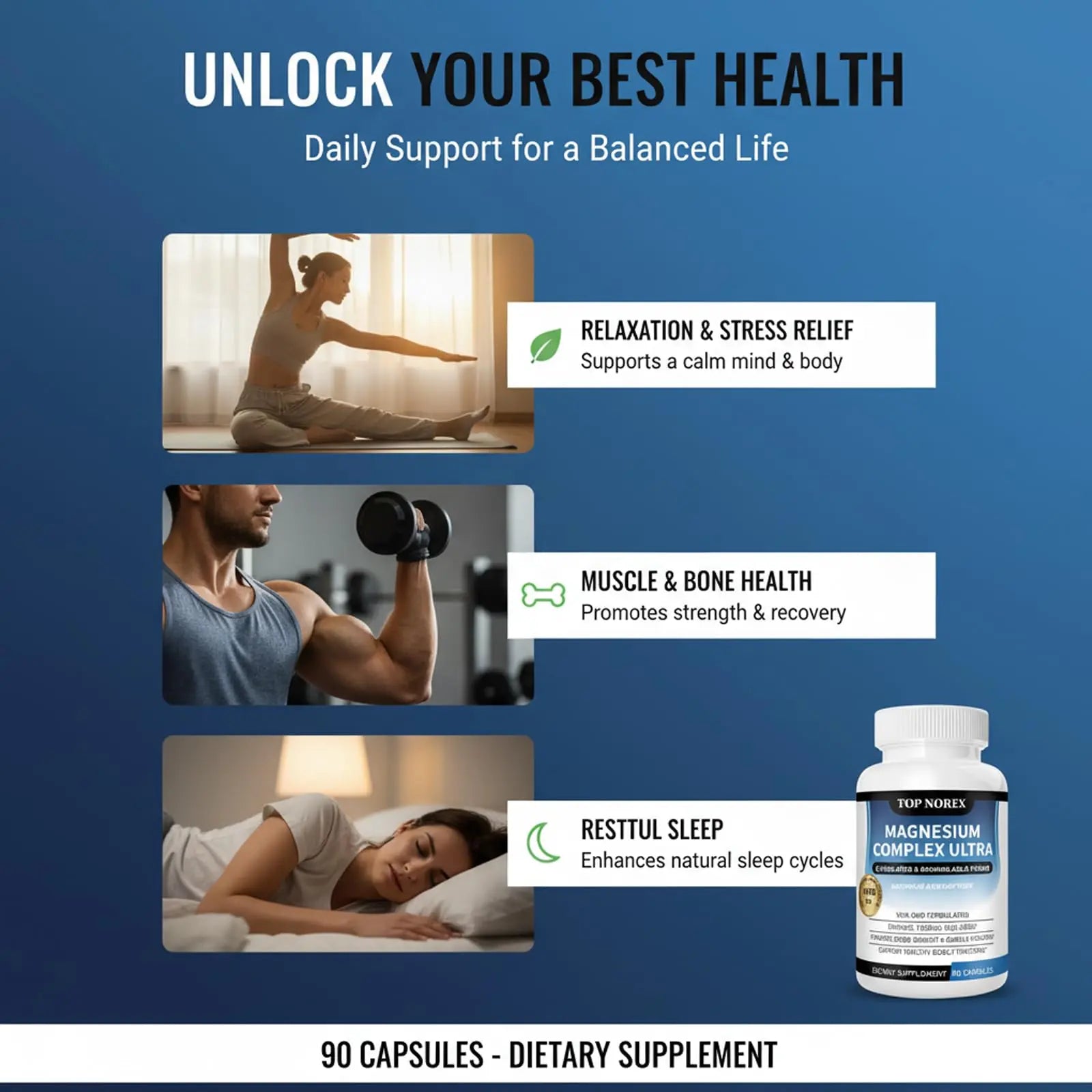Top Norex Magnesium Complex Ultra - 8 Elemental 1000mg Magnesium Blend, Easy Absorption, 90 Capsules (1) Top Norexnz supplements