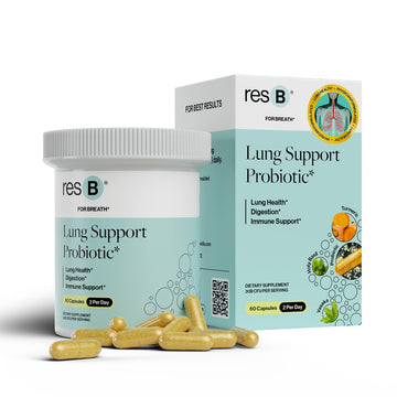 resB Lung Support Probiotic Supplement - Lung Health Supplement for Smokers, Gut Health, Immune & Digestive Support, Respiratory Care, Holy Basil & Turmeric, Clinically Trialed - 60 Capsules ResBioticAu supplements