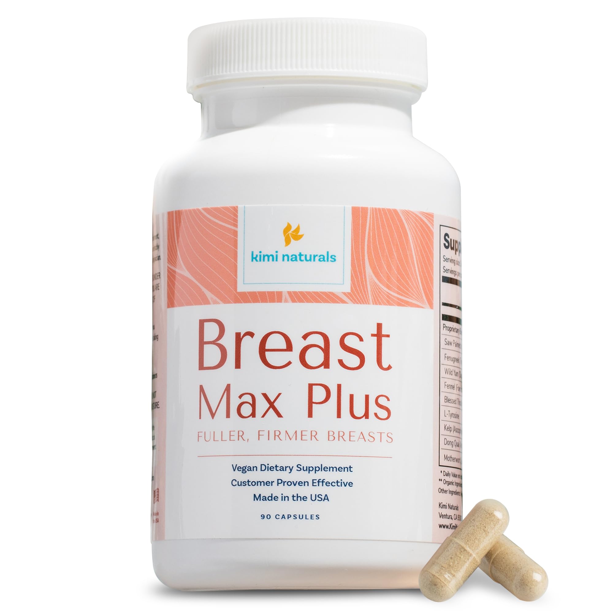 KIMI Naturals Breast Max Plus - Breast Enhancement Pills | Breast Enlargement Supplements with Fenugreek, Breast Growth, Supports Breast Firmness | 90 Capsules KIMIAu supplements