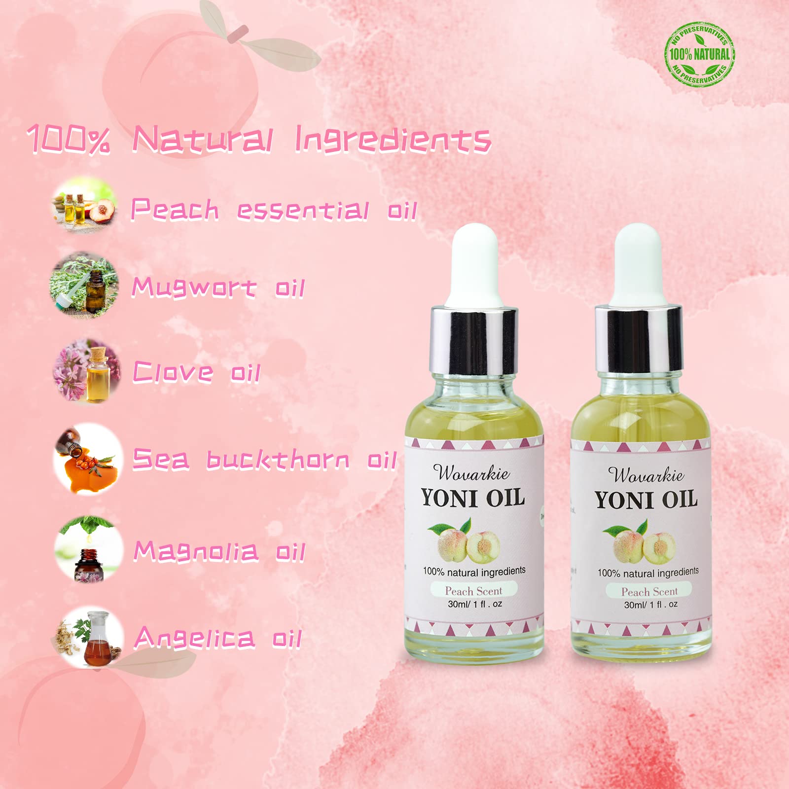 2 Packs Yoni Oil for Women, 1 fl oz/30 ml Feminine Oil Intimate Deodorant for Women, Eliminates Odor WovarkieAu supplements
