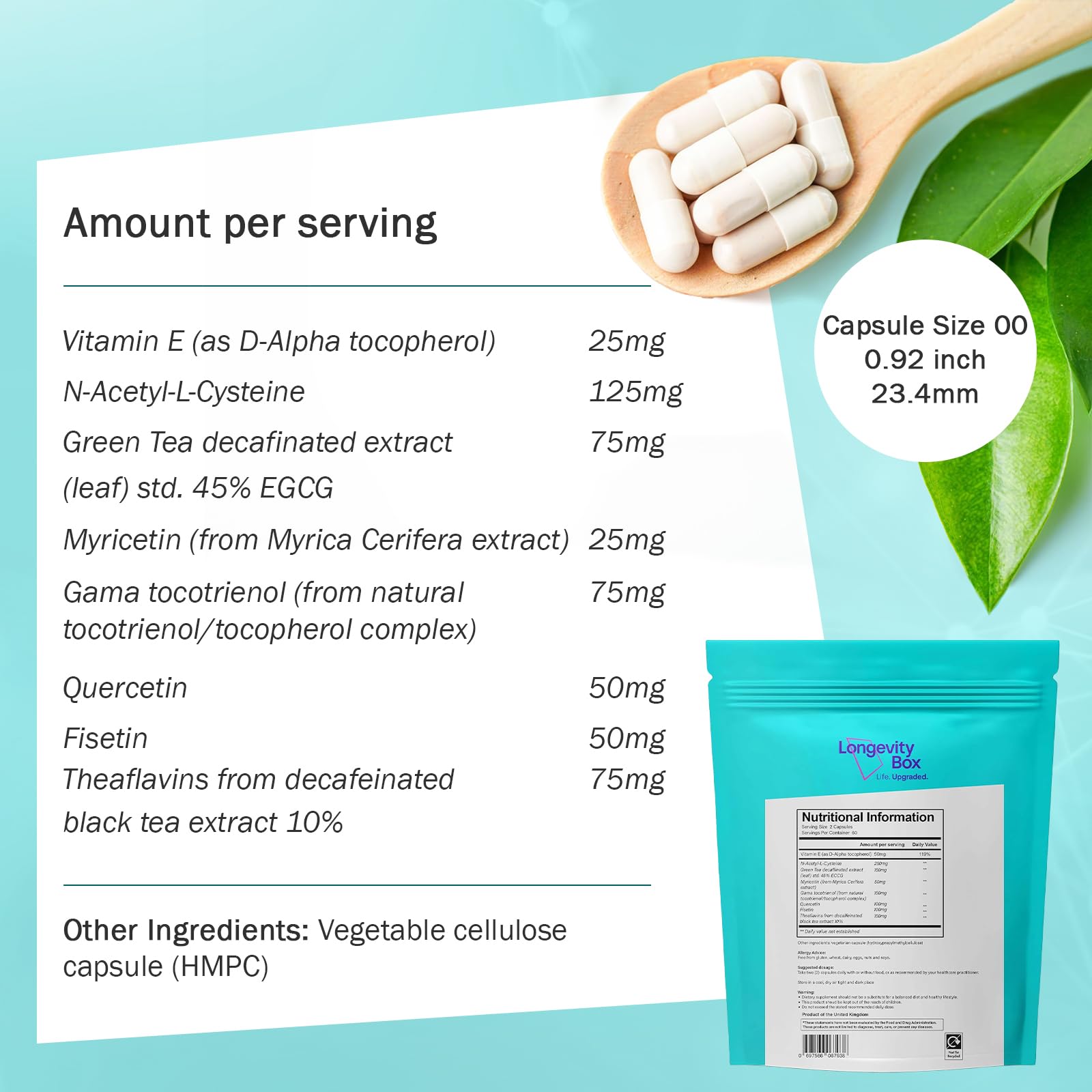 Senolytic Anti-Aging Supplement | Fisetin, Quercetin,NAC, Gamma Tocotrienols | 8-in-1 Cellular Regeneration & Longevity Formula | Boost Energy, Mental Clarity & Healthspan | 120 Vegan Capsules Longevity BoxAu supplements