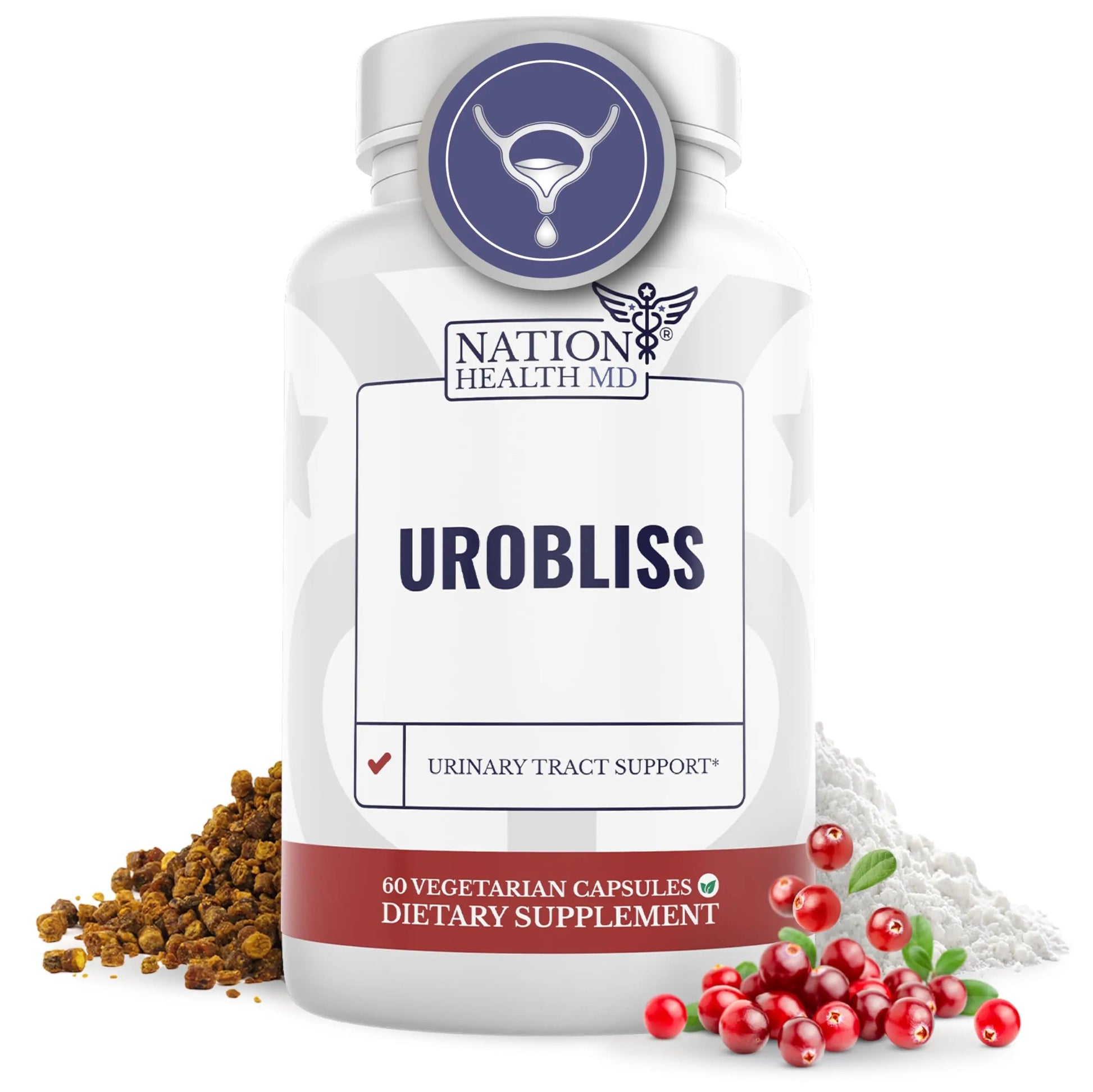 NATION HEALTH MD UroBliss Formula for Urinary Tract Support - D Mannose 1000mg Capsules with Cranberry Extract for Feminine Care and UTI-Health, 60 Capsules NATION HEALTH MDAu supplements
