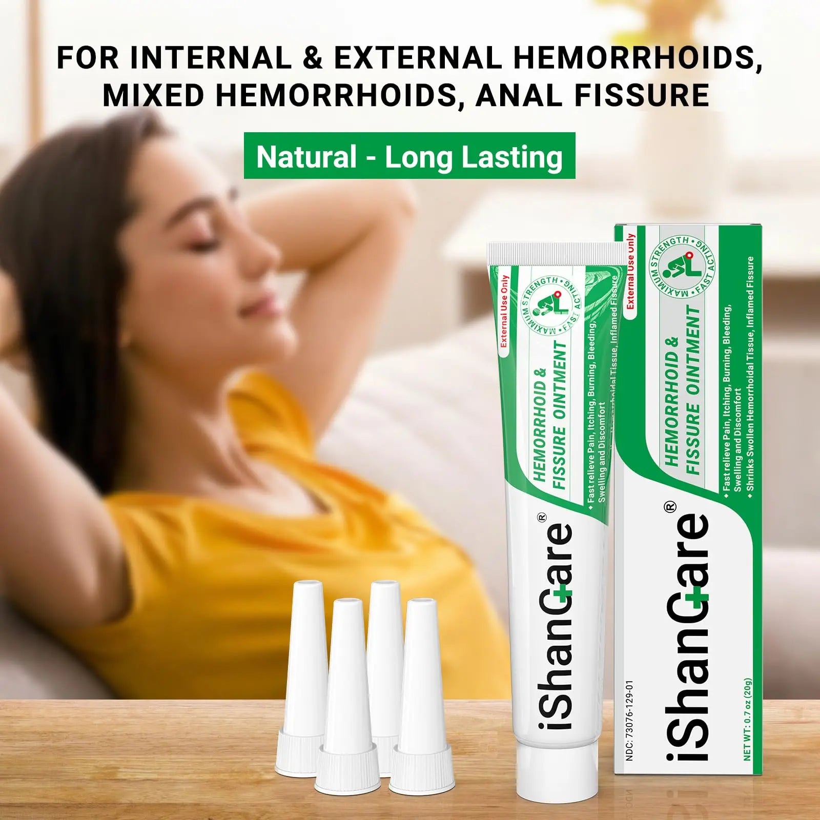 Hemorrhoid Cream, Hemorrhoid & Fissure Treatment Ointment Extra Strength, Relief Anal Pain, Itching, Bleeding, Swelling, Discomfort, Natural Herbs Fast Acting Ingredients, Contains Vitamin E ishancareAu supplements
