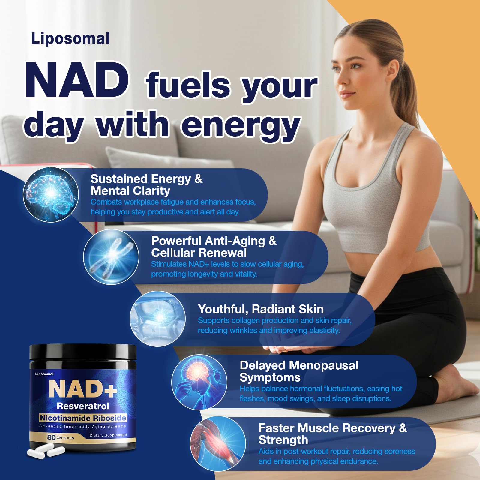 NLMUBR LUCKSIT NAD Supplement - NAD Nicotinamide Riboside Resveratrol 900mg, Liposomal NAD Supplements for Women and Men, Supports Cellular Energy, Anti-Aging, Brain & Muscle NLMUBR LUCKSITAu supplements