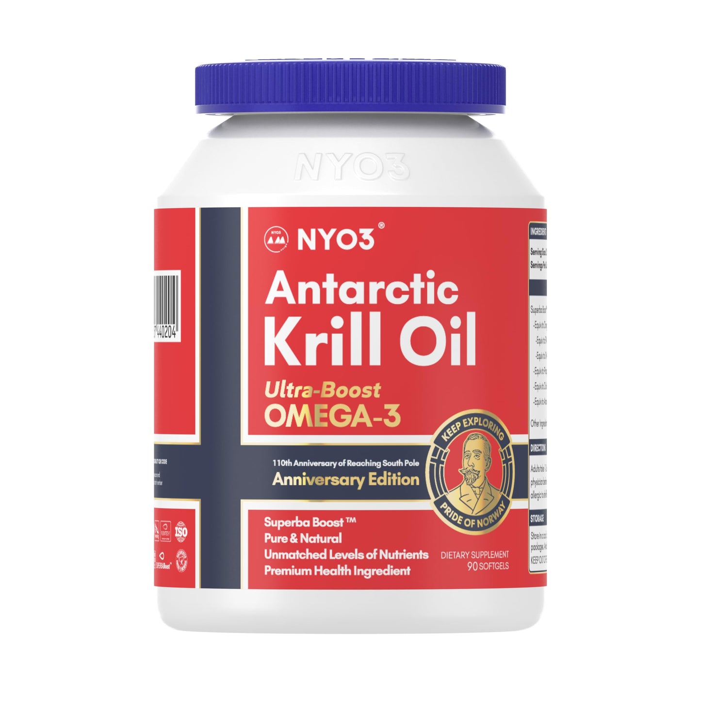 NYO3 Antarctic Krill Oil 1000mg Omega 3 Supplement, EPA & DHA, 90 Softgels Astaxanthin NYO3US supplements