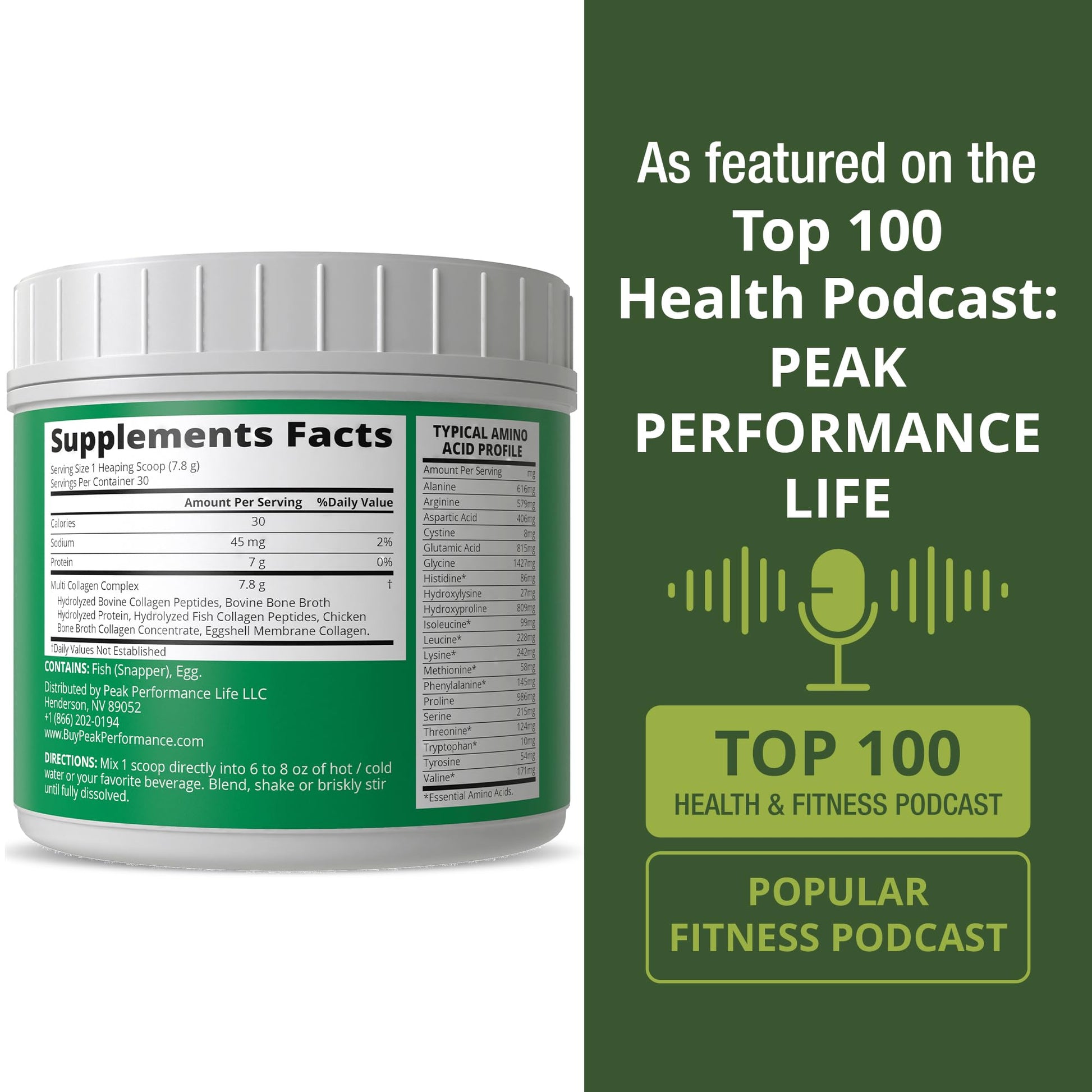 Peak Performance All 5 Multi-Collagen Protein Powder Peptides Multi-Collagen Contains All Types I, II, III,V, X. Keto, Paleo Friendly with Hydrolyzed Bovine, Marine, Chicken, Bone Broth Collagens Peak PerformanceAu supplements