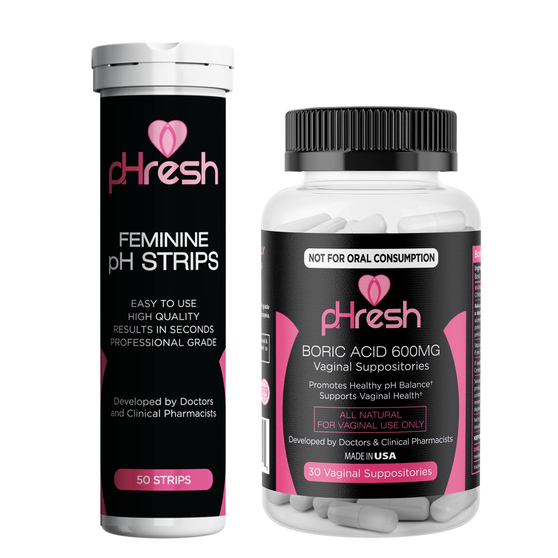 ACE NUTRITION pHresh Boric Acid Suppositories & Vaginal pH Test Strips Bundle ACE NUTRITIONAu supplements