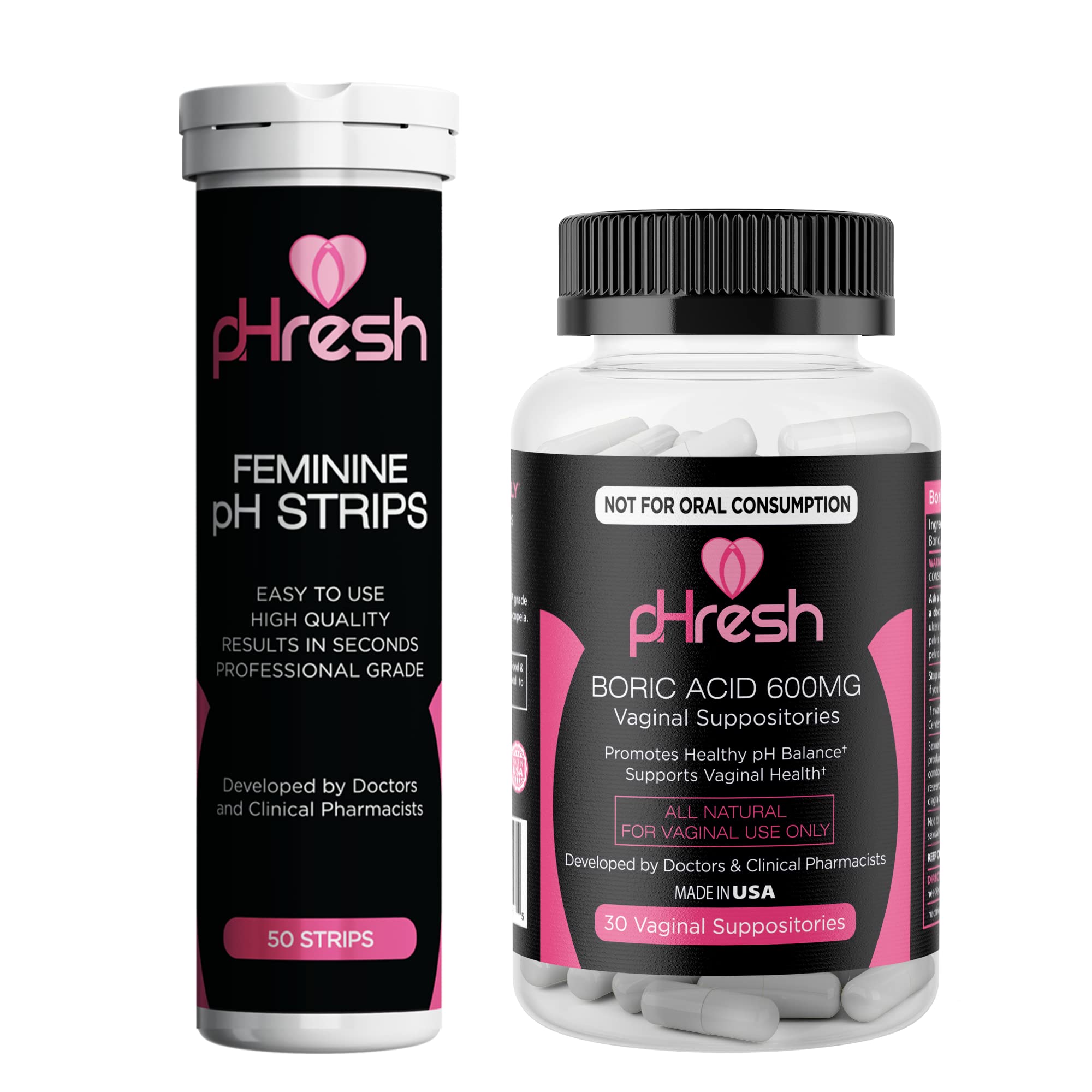 ACE NUTRITION pHresh Boric Acid Suppositories & Vaginal pH Test Strips Bundle ACE NUTRITIONAu supplements