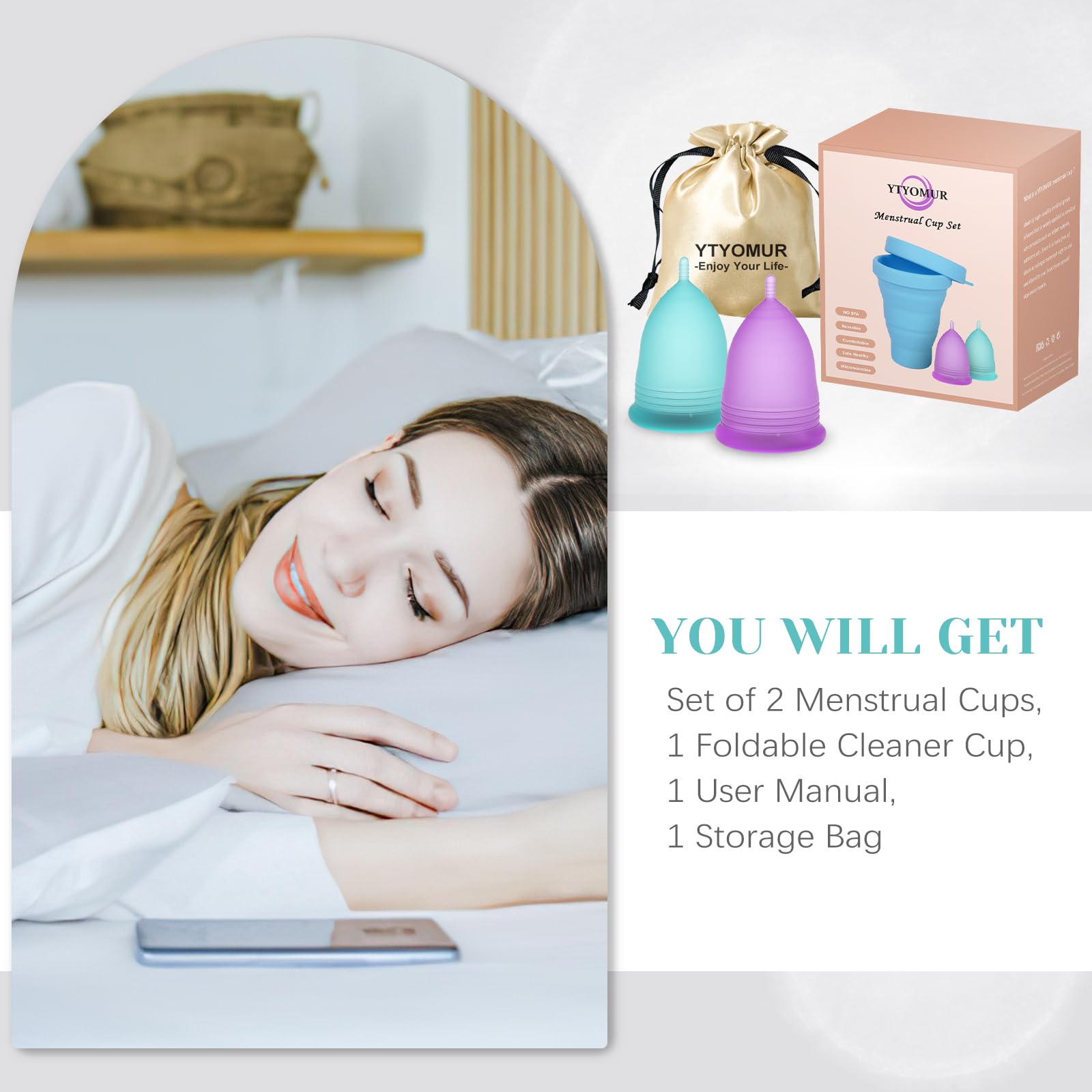 YTYOMUR Menstrual Cup Set, 2 Soft Period Cup Come with Collapsible Cleaner Cup YTYOMURAu supplements