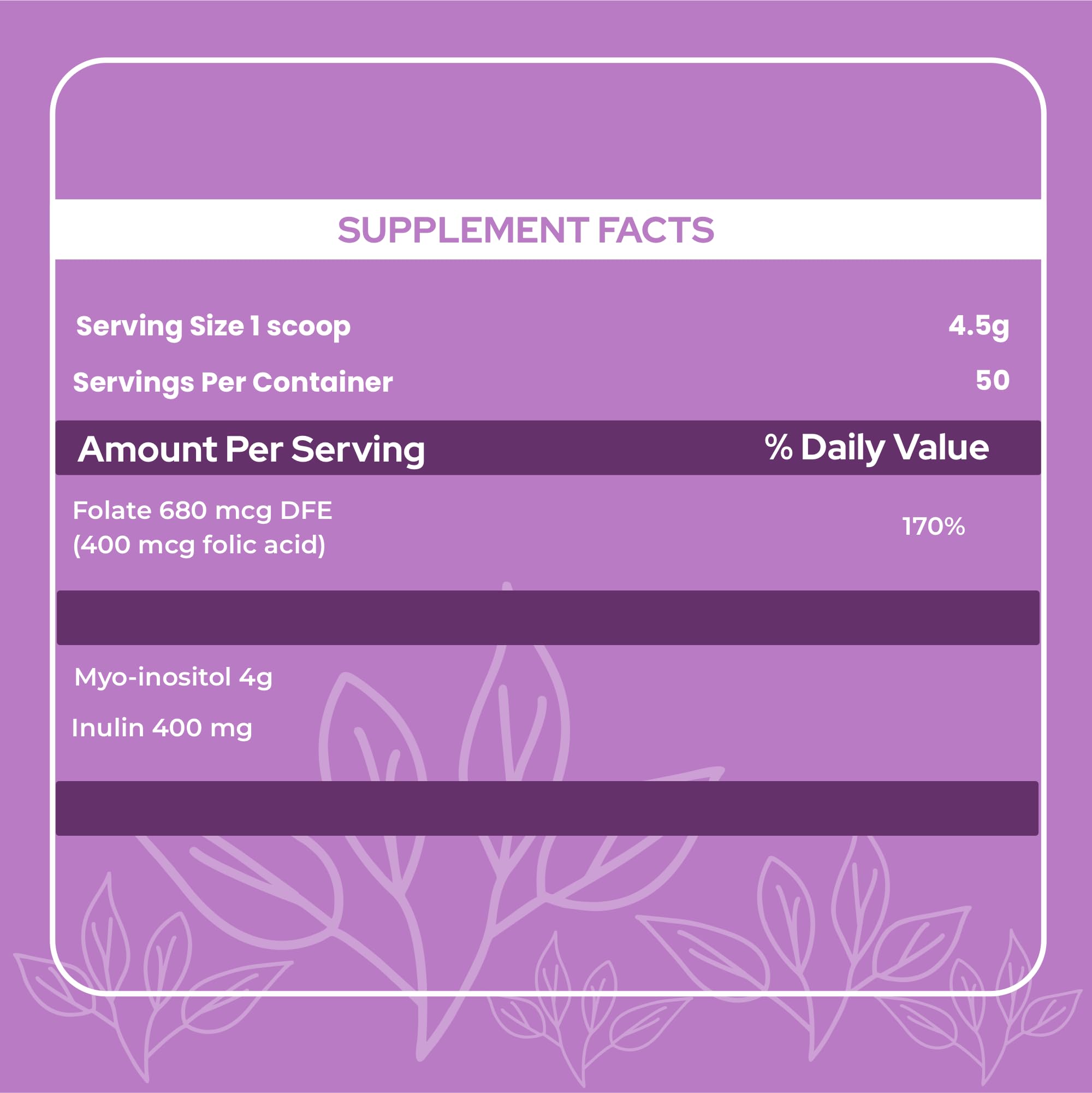 Holiherb 4g Myo Inositol + Folic Acid HoliherbUS supplements
