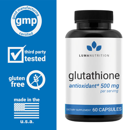 Premium Glutathione - Reduced Glutathione 500mg - Glutathione Supplement - L-Glutathione Luma NutritionUS supplements
