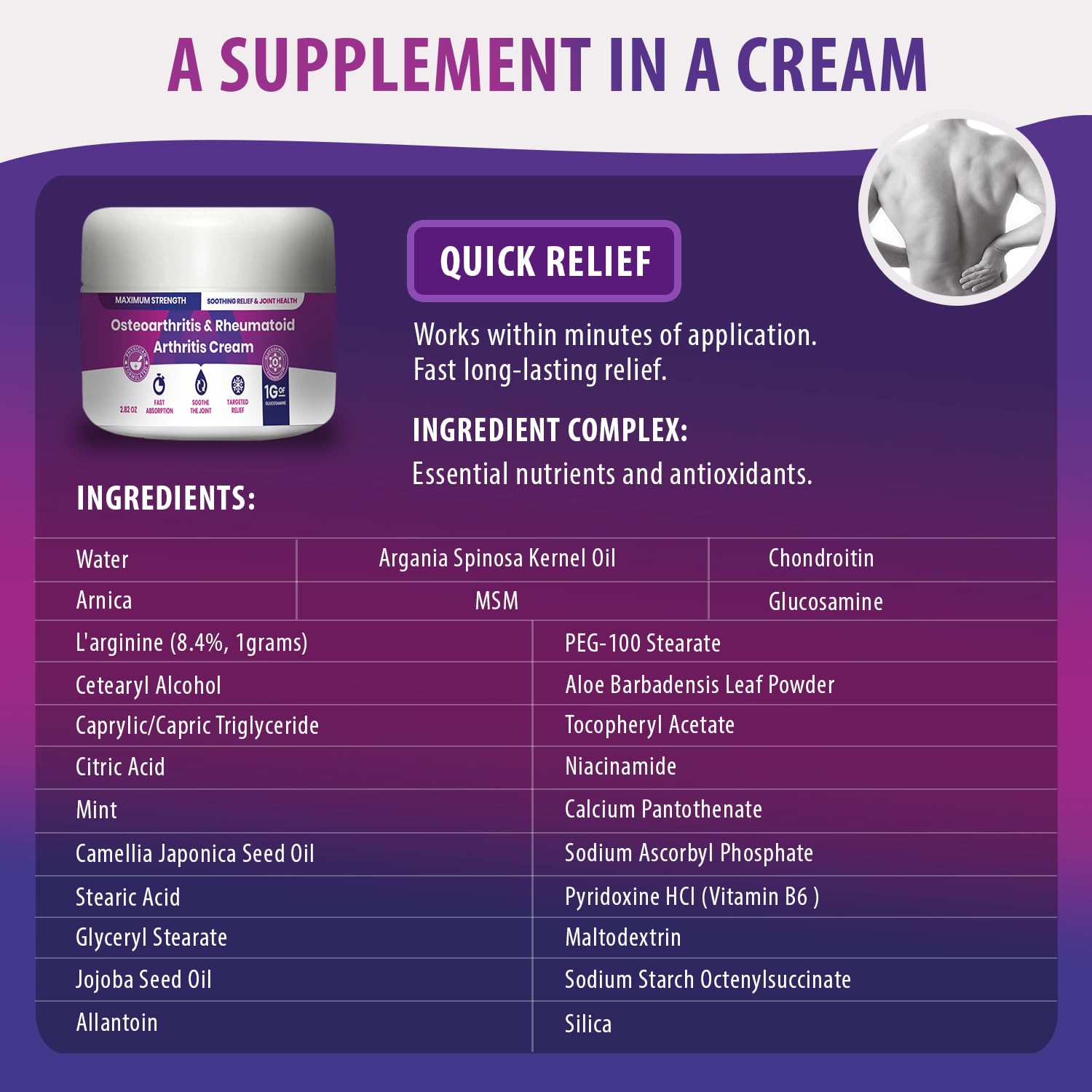 Osteoarthritis And Rhematoid Arthritis Cream By PMT – Soothing Relief For Your Knees and Hands. Includes 1 Gram Of Glucosamine; Arnica, Arginine, Glucosamine, Aloe - Cooling relief for Hands and Knees M PAIN MANAGEMENT TECHNOLOGIESAu supplements