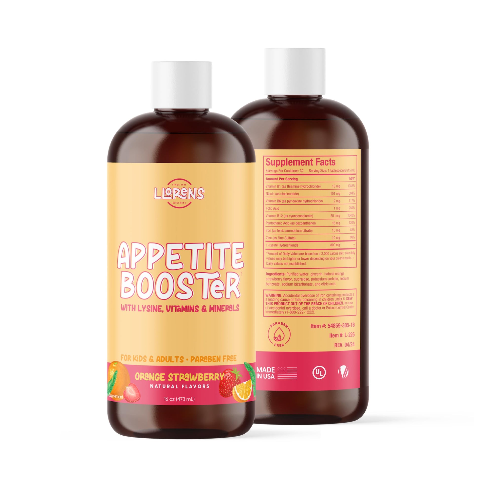 Appetite Booster Weight Gainer for Kids, 16 Fl Oz, Natural Orange Strawberry By Llorens Wellness LLORENS PHARMACEUTICALAu supplements