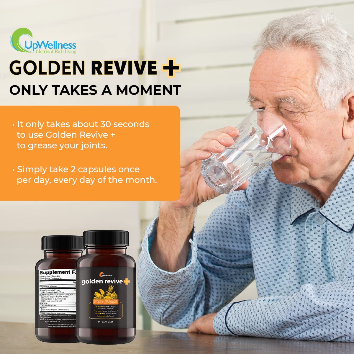 UpWellness Golden Revive + Joint Support with Quercetin, Magnesium, and Turmeric UpWellness Nutrient-Rich LivingUS supplements