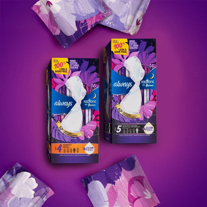 Always Radiant Feminine Pads for Women, Size 4 Overnight Pads AlwaysUS supplements