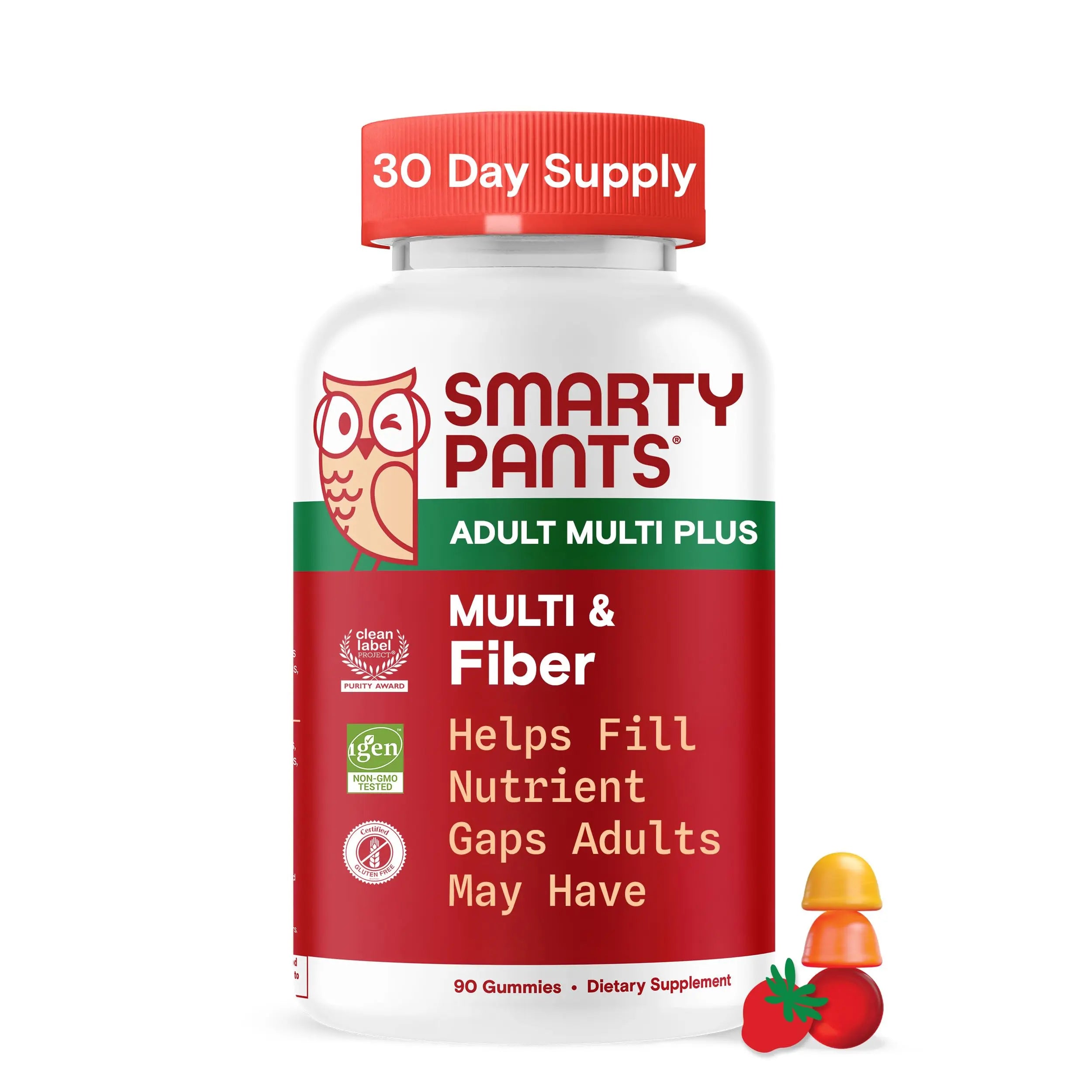 SmartyPants Fiber Supplement & Multivitamin for Men & Women - Improved Formula: Prebiotic Fiber Gummies with Omega 3 (DHA/EPA), Vitamin D3, C, Vitamin B12, B6, A, K & Zinc, 90 Count (30 Day Supply) SmartyPantsAu supplements
