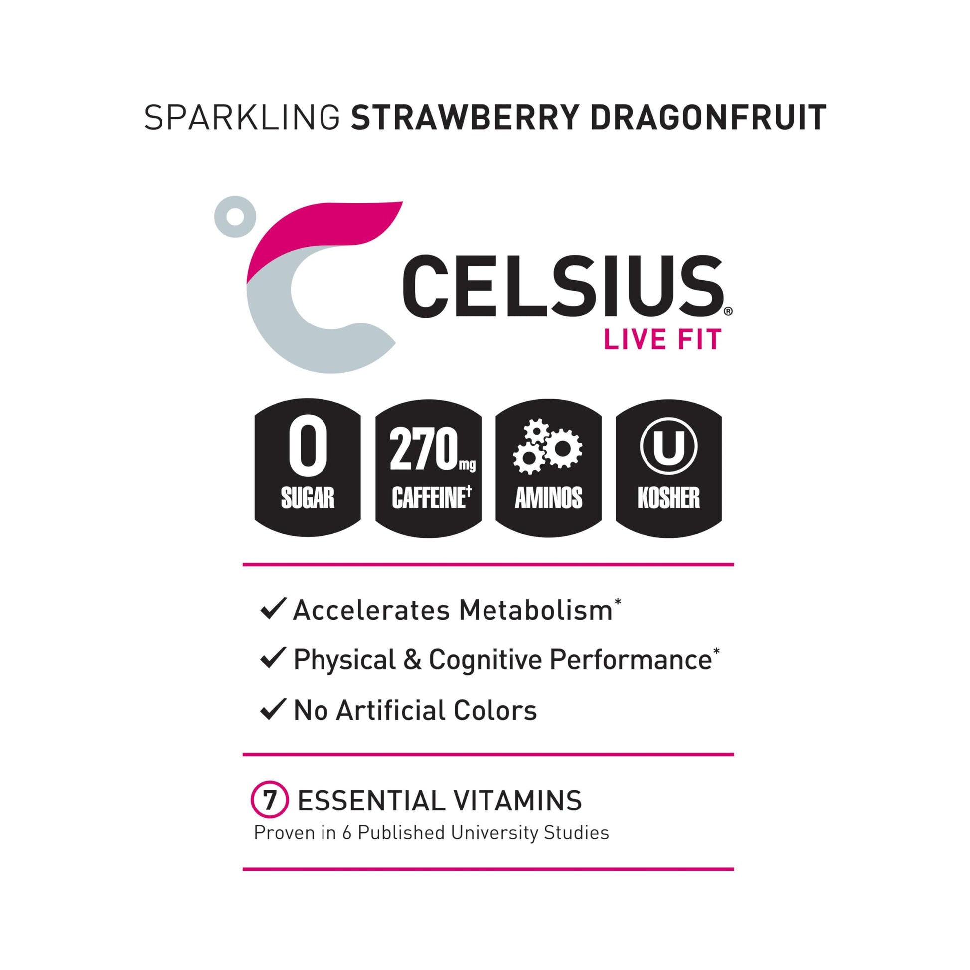 CELSIUS ESSENTIALS, Sparkling Dragonberry, Performance Energy Drink 16 Fl Oz CELSIUSUS supplements