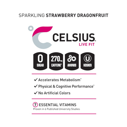CELSIUS ESSENTIALS, Sparkling Dragonberry, Performance Energy Drink 16 Fl Oz CELSIUSUS supplements