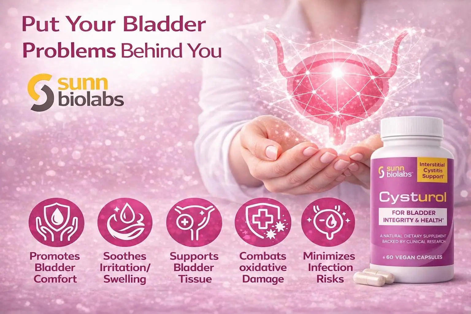 CYSTUROL® Bladder Support Supplement | Interstitial Cystitis (IC) | Bladder Pain | Urinary Tract Health | Clinically Studied Formula for Bladder Inflammation, UTI, Mast Cell Support & Urinary Urgency SUNN BIOLABSAu supplements