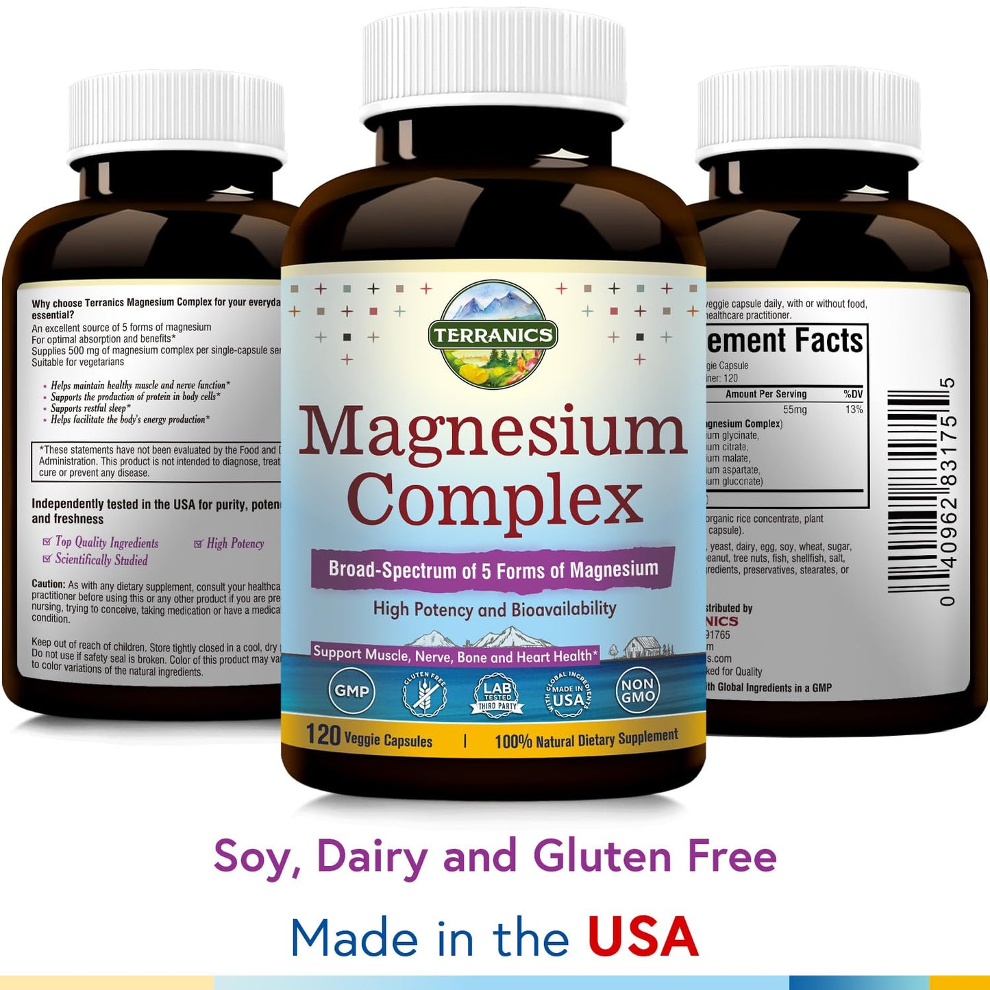 Terranics Magnesium Complex, Total 240 Capsules, Max Absorption, Glycinate, Citrate TerranicsUS supplements