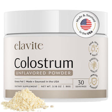 Elavite Bovine Colostrum Powder (Unflavored) Grass Fed Colostrum Supplement for Gut Health, Immune Support Healthy Hair, Skin & Nails - 30 Servings ElaviteAu supplements