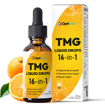 Optiwav TMG Trimethylglycine Liquid Drops - Betaine High Absorption Methylated Vitamins Supplement for Homocysteine Methylation & Heart Health Support - Orange Flavor Gluten Free Vegan - 2 fl oz OptiwavAu supplements
